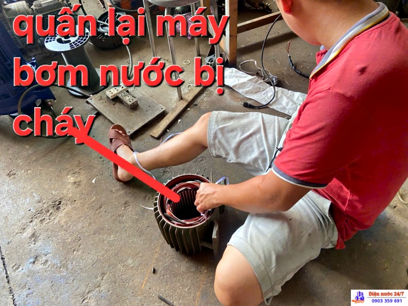 Sửa, quấn motor máy bơm nước bị cháy