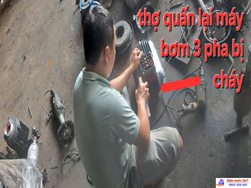 Thợ quấn motor máy bơm nước bị cháy